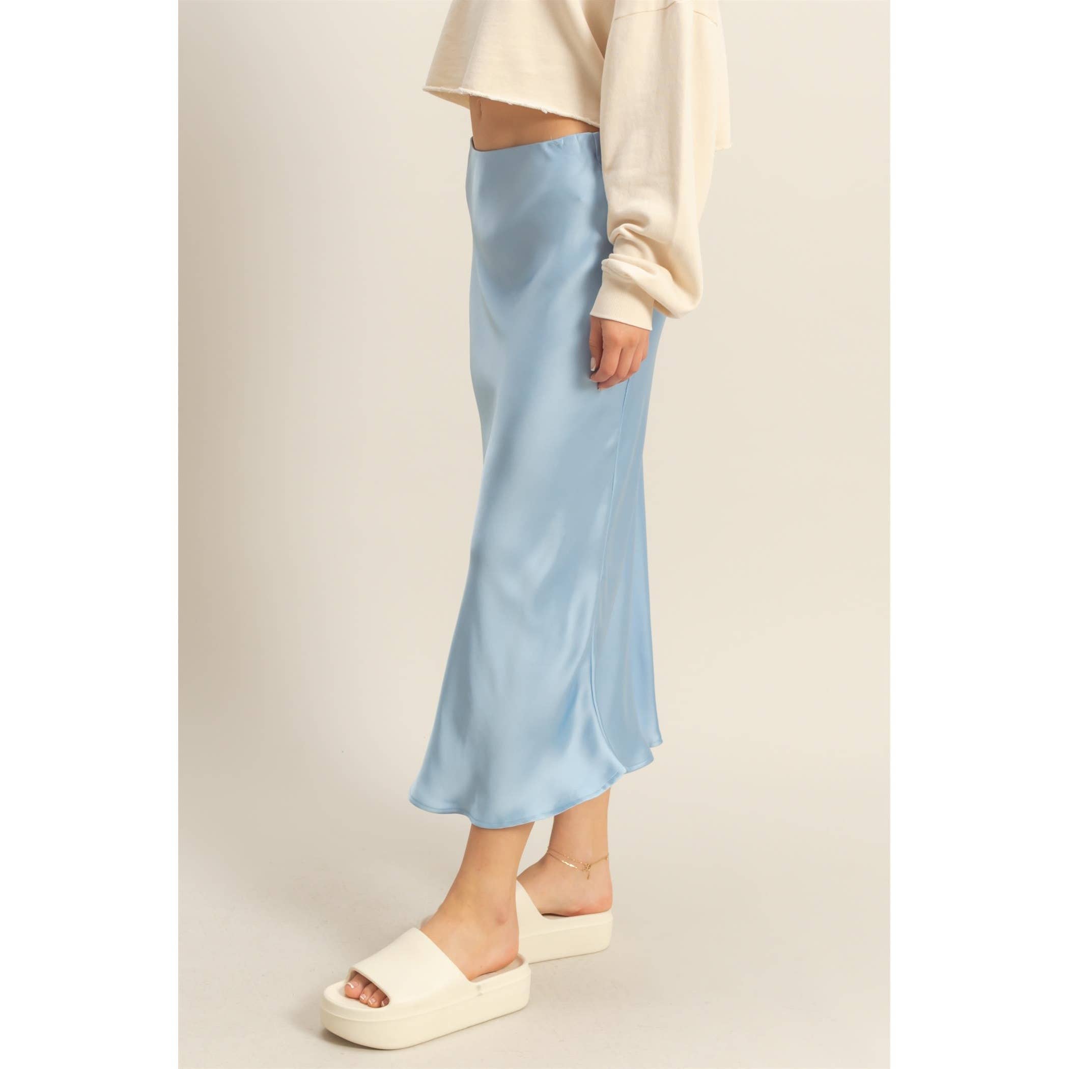 Maddie High-Waisted Satin Midi Skirt