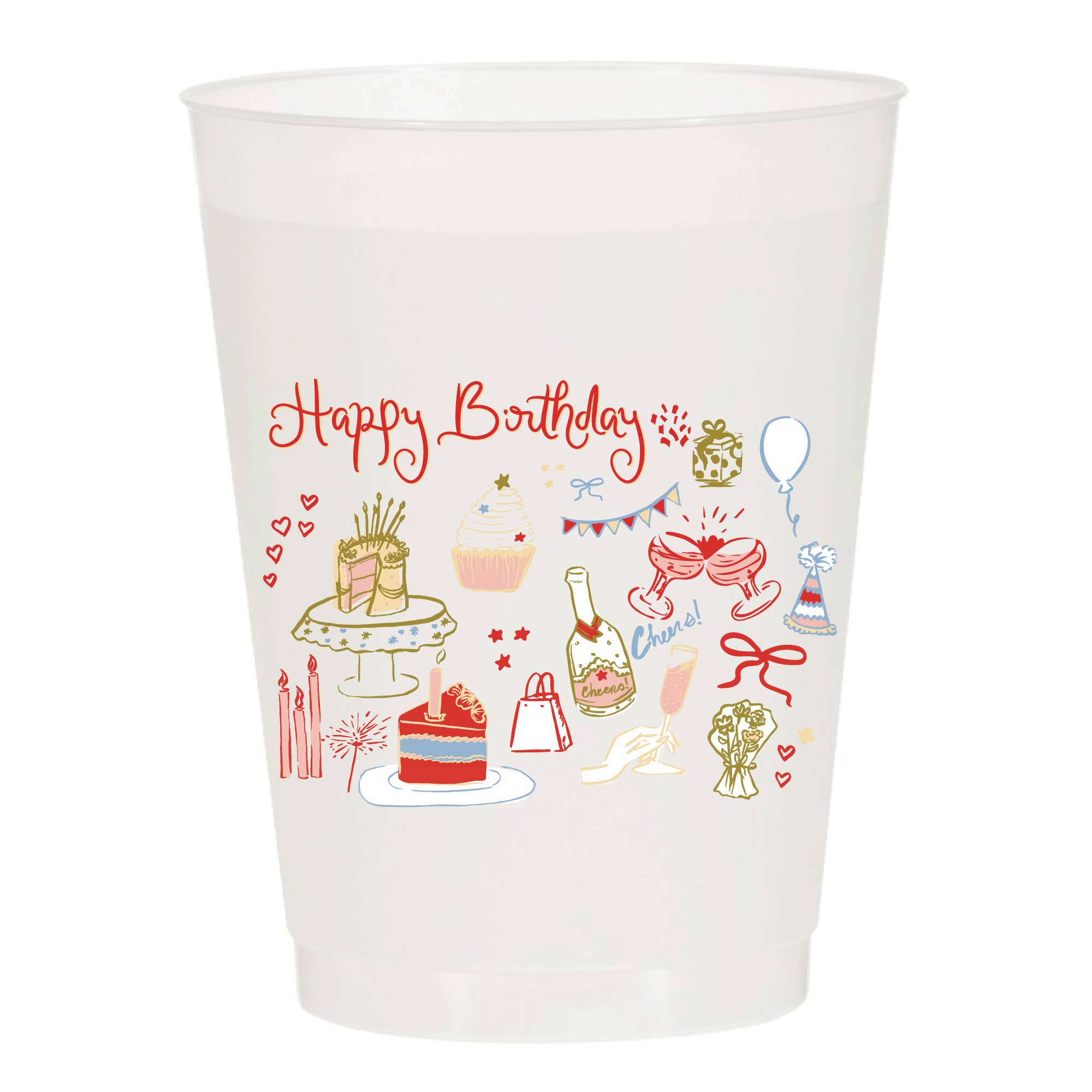 Happy Birthday Icons Frosted Cups