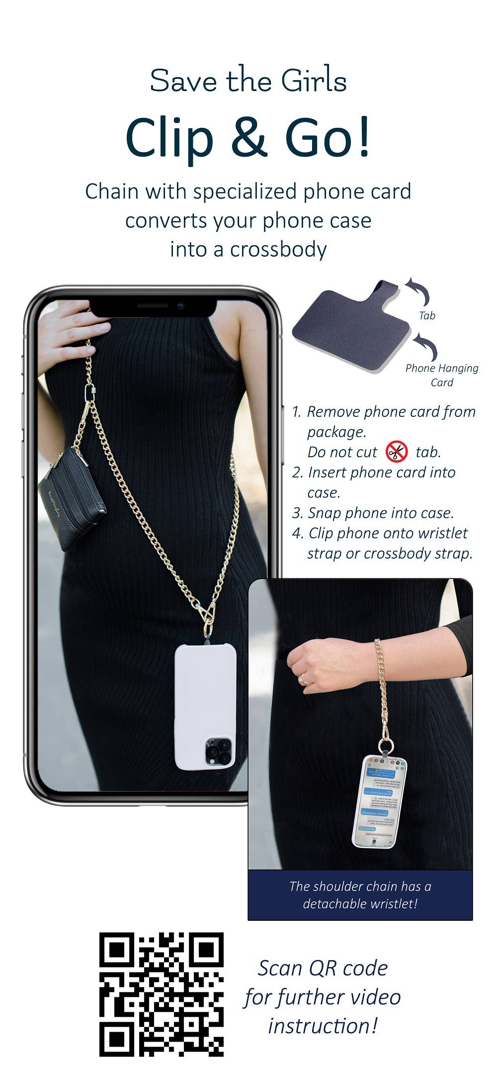 Clip & Go Crossbody Chain w/Zippered Pouch