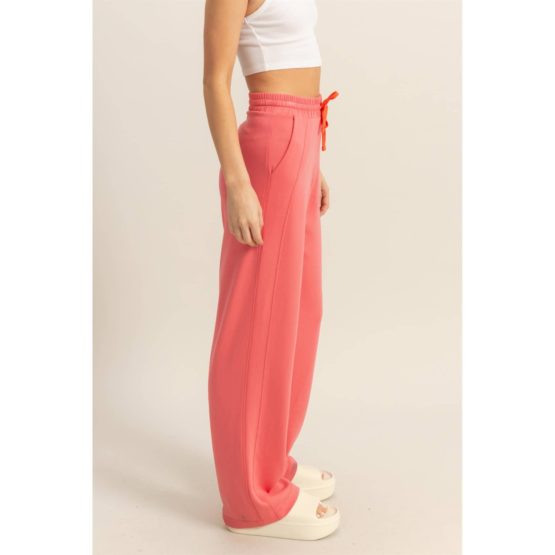 Gracie High-Waist Drawstring Straight-Cut Pants