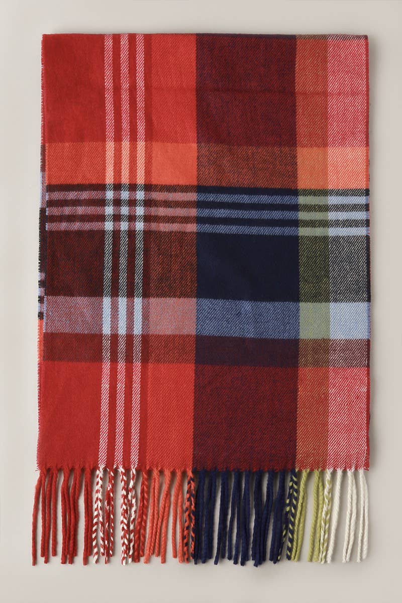 Giant Check Cashmere Feel Muffler Scarf