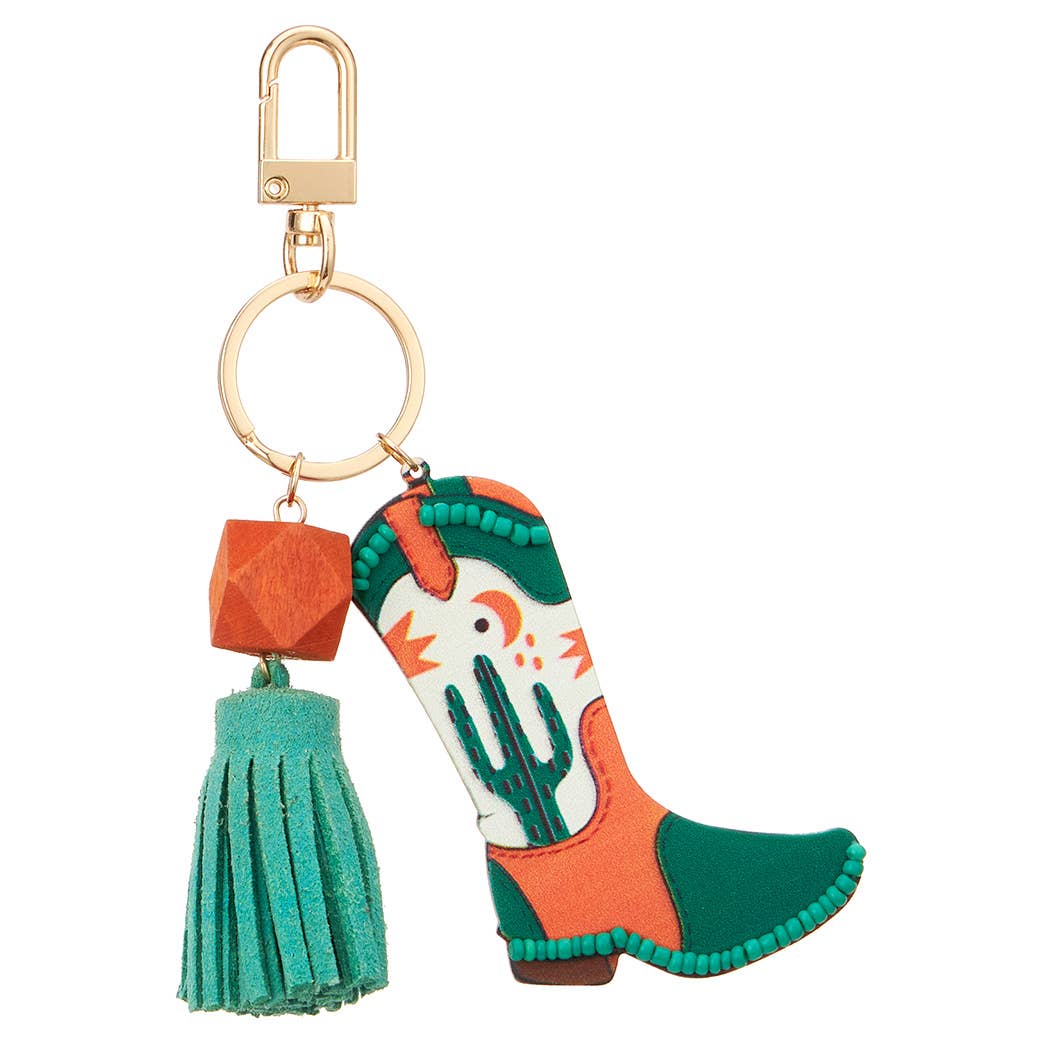 Cowboy Cowgirl Boot Keychain w/ Tassel