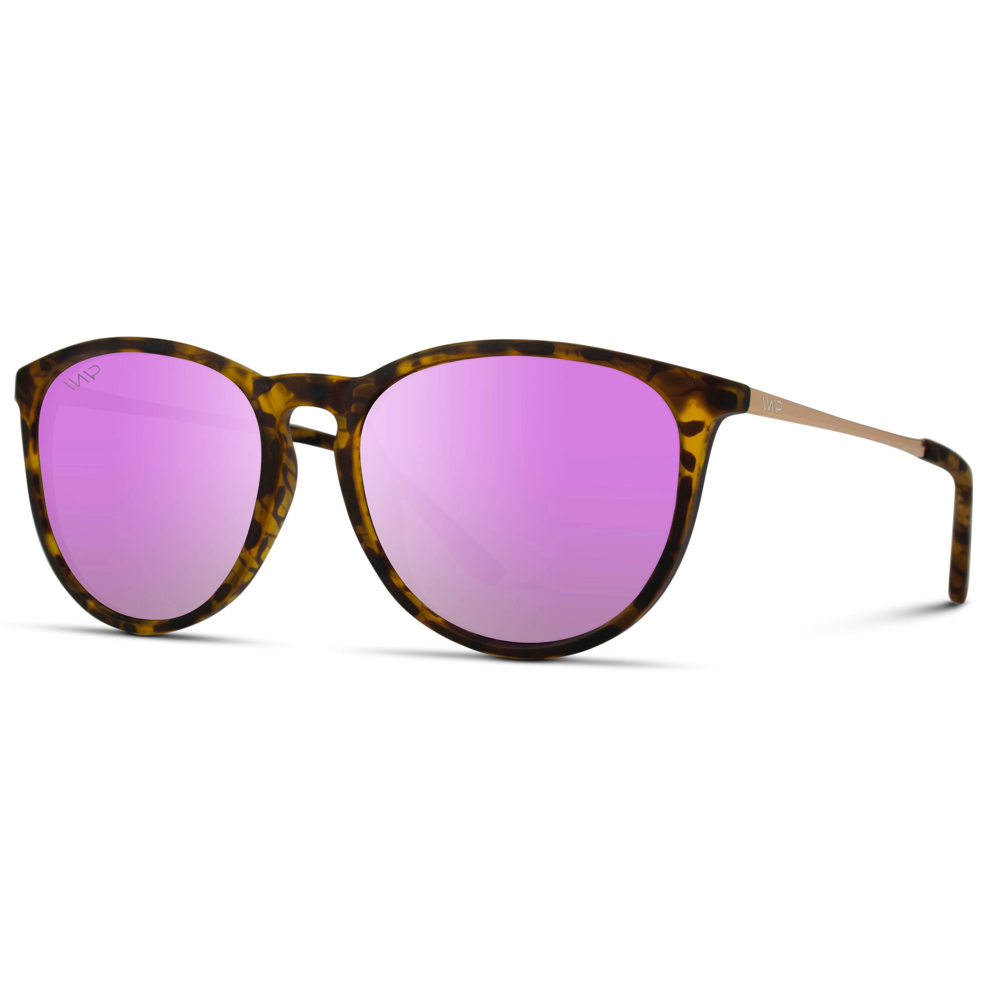 Drew Round Polarized Metal Temple Sunglasses