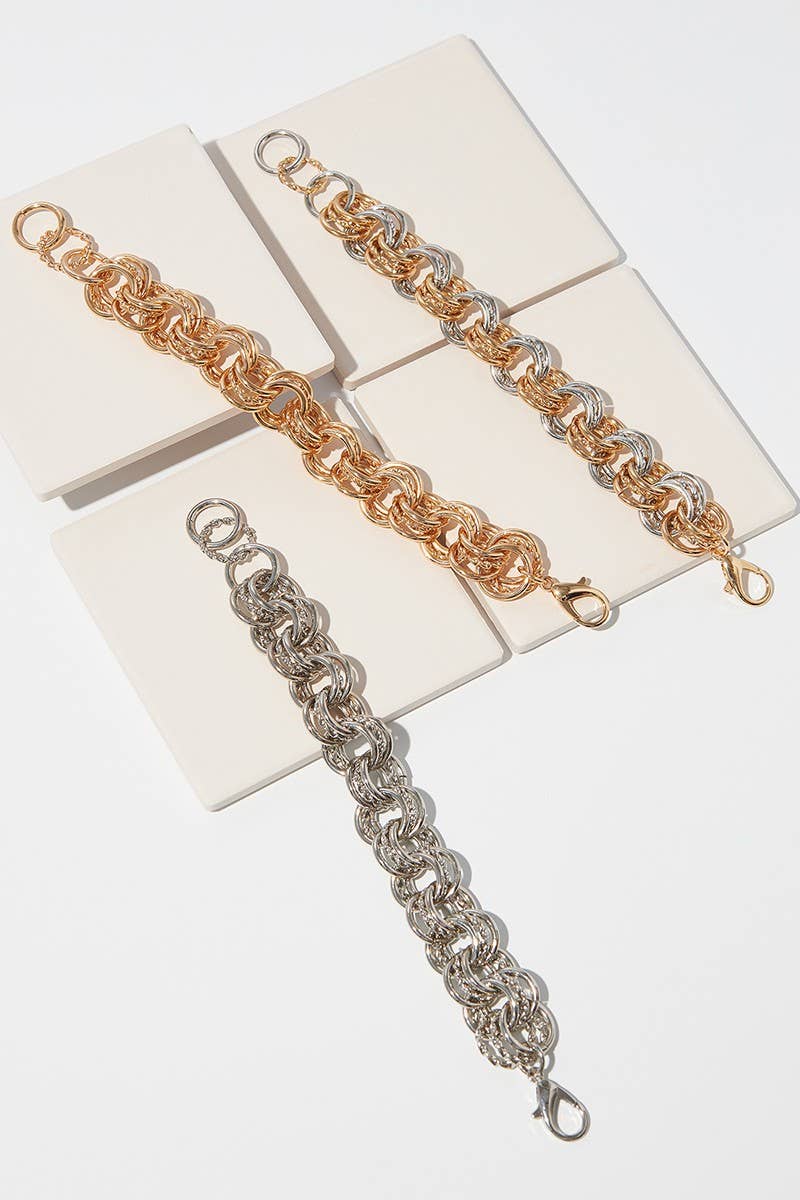 Chunky Metal Circle Link Chain Bracelets